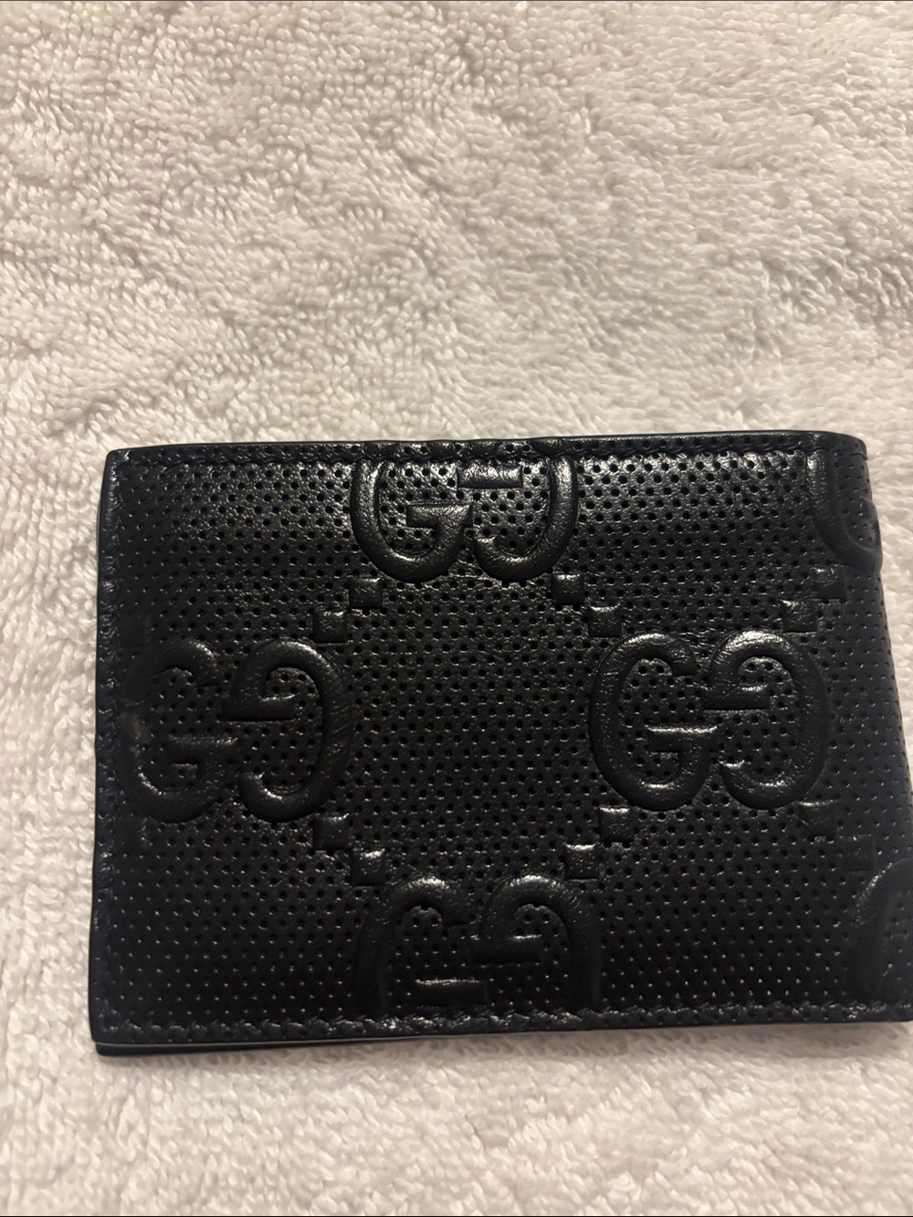 Gucci Black Perforated GG Embossed Leather Wallet - Picture 5 of 5